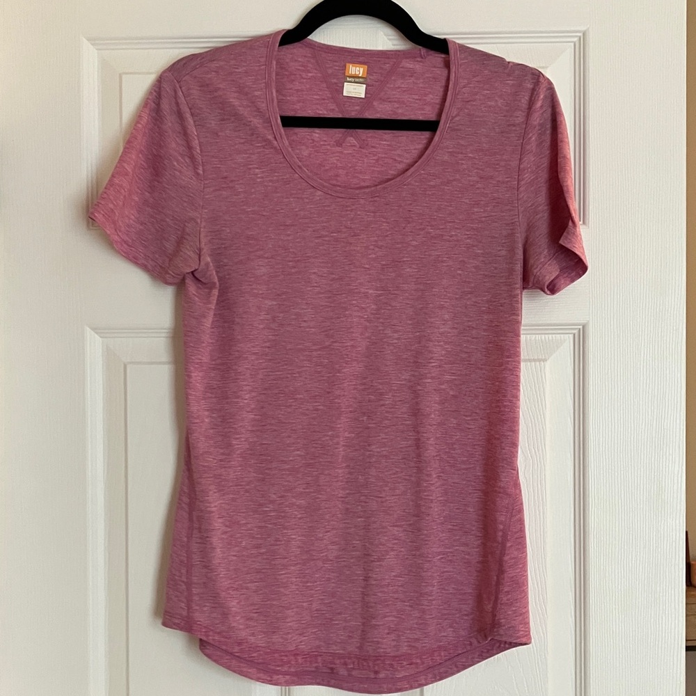 Lucy Heathered Pink Athletic Tee Size S